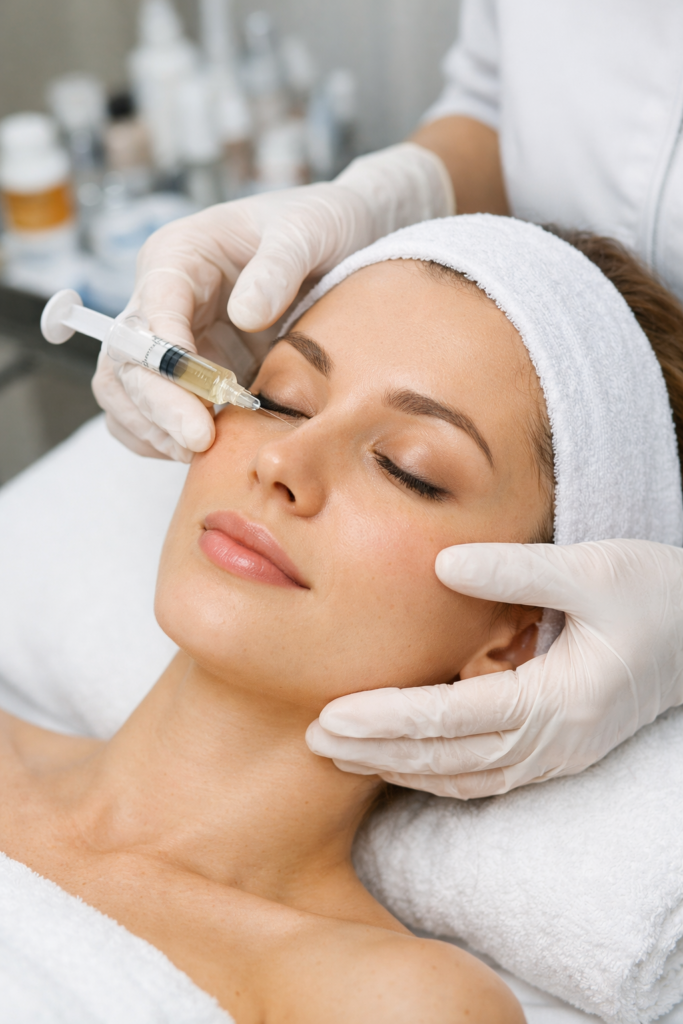 Mezoterapia igłowa Lublin - wykonanie zabiegu na klientce